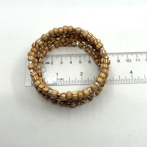 Handcrafted Wooden Beads Necklace and Coil Bracelet Set NWT - Picture 6 of 14